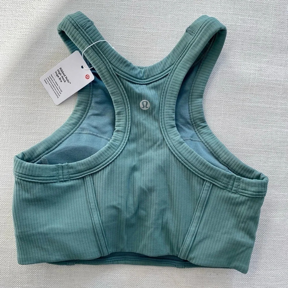 NWT Ribbed nulu high neck bra - tidewater teal - Picture 6 of 9